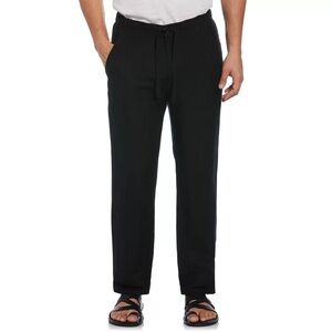 Cubavera/Perry Ellis Black Linen Casual Drawstring Pants - Beach/Resort Fit